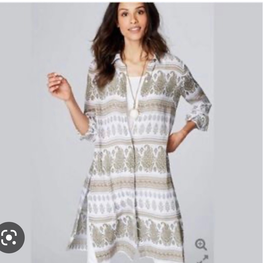 J. JILL SAND DUNE PAISLEY CRINKLE TUNIC